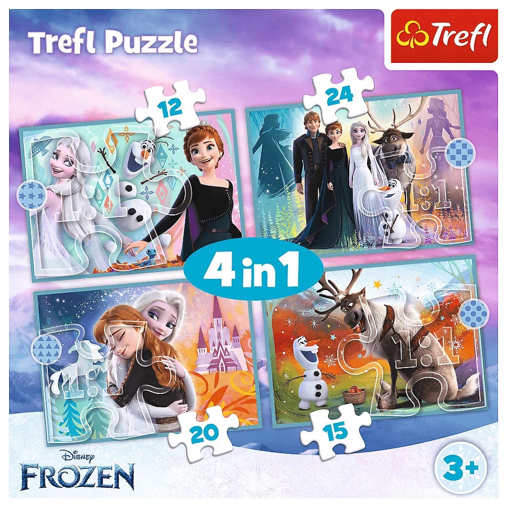 Puzzle 4W1 Kraina Lodu Niezwykły Świat Frozen