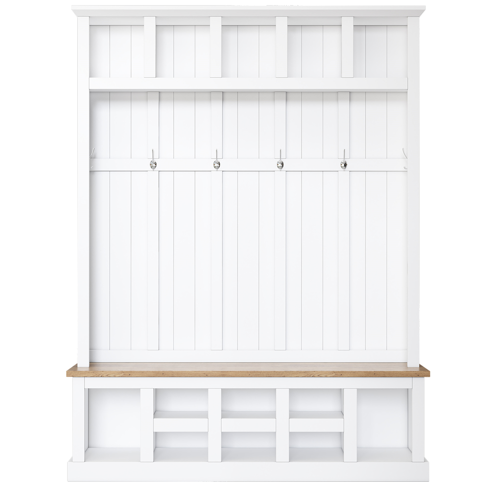 Yesurprise 78" Hall Tree with Bench and Shoe Storage, Farmhouse Entryway Bench with 6 Hooks Coat Rack, 13 Open Compartments Storage, for Entryway, Hallway