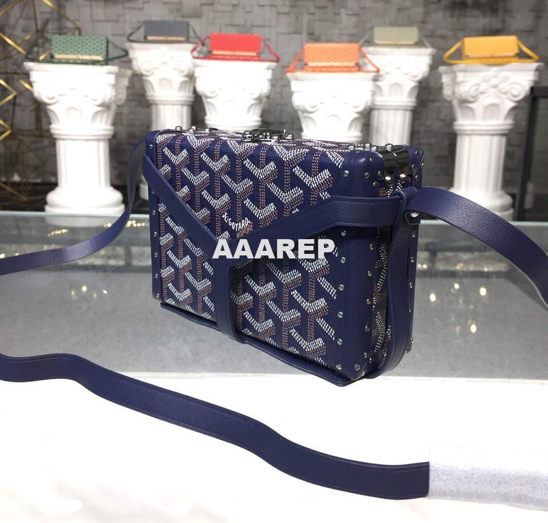 Replica Goyard MINA08PMLTY01CL01P Minaudière Trunk Bag Navy Blue