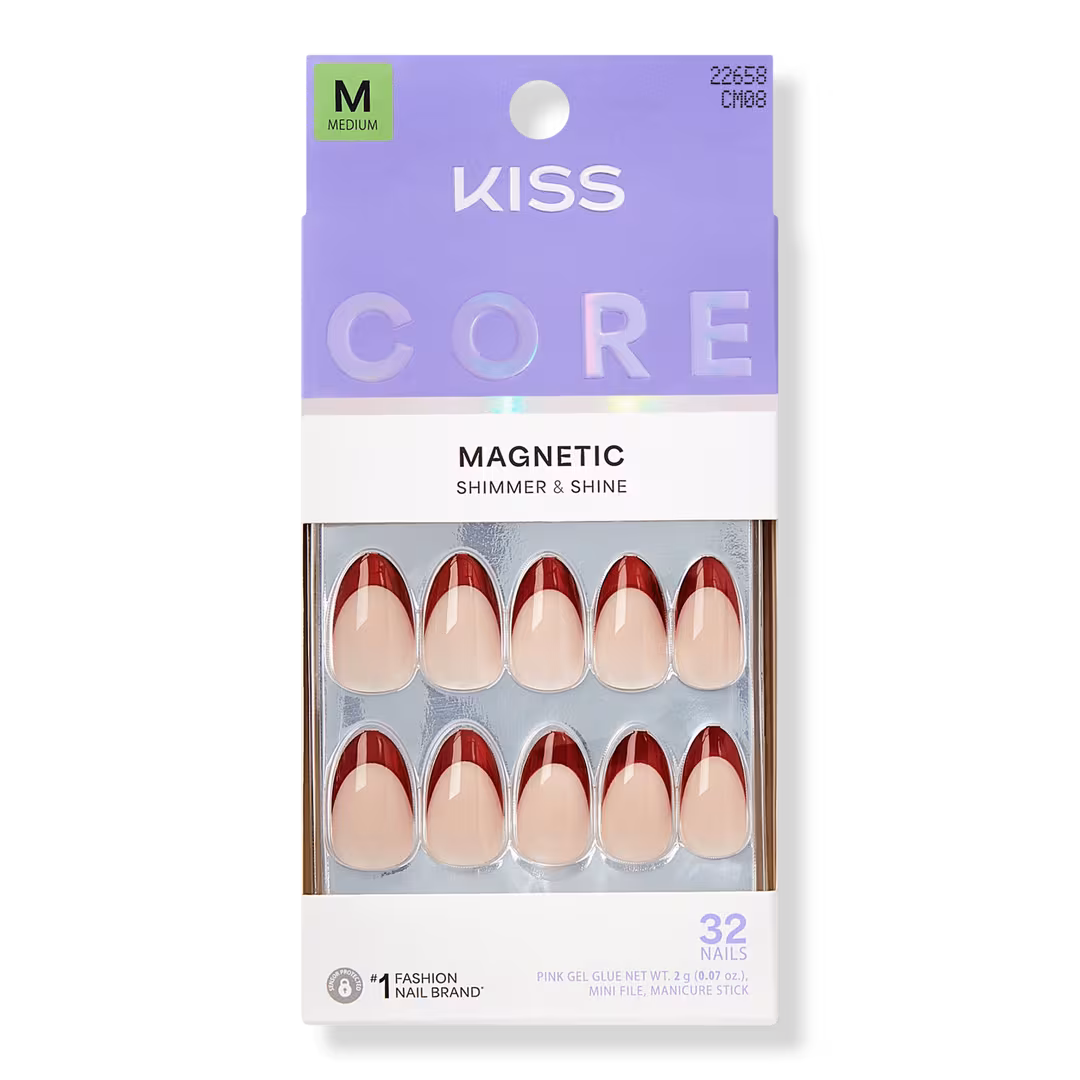Kiss  Core Magnetic Medium Almond Press On Nails, Glistering
