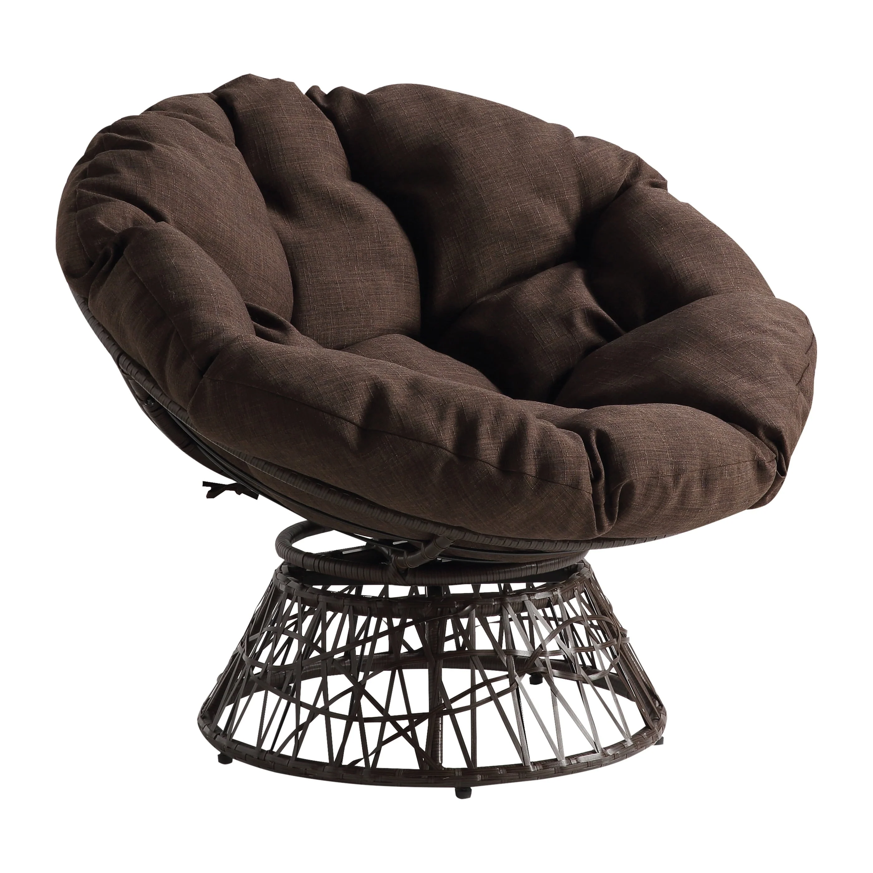 OSP Home Furnishings Wicker Papasan Chair with 360-Degree Swivel, 40?W x 36?D