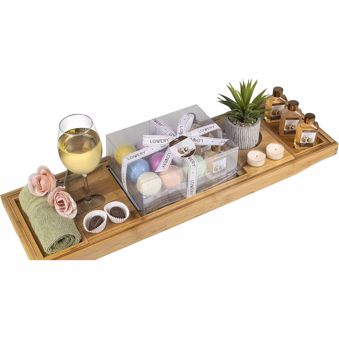 Lovery  Premium Eco-Friendly Bathtub Caddy Gift Set