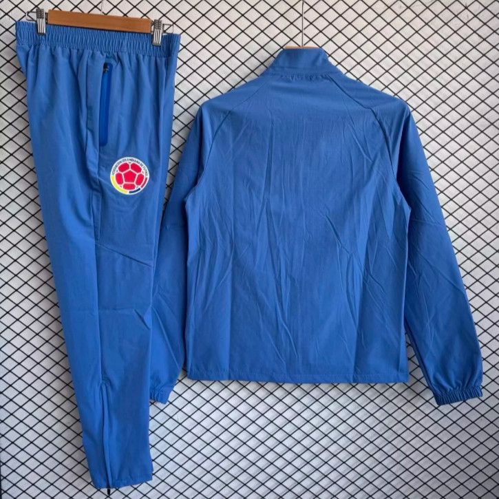 2026 Colombia Blue Full Pull Windbreaker Football Jacket
