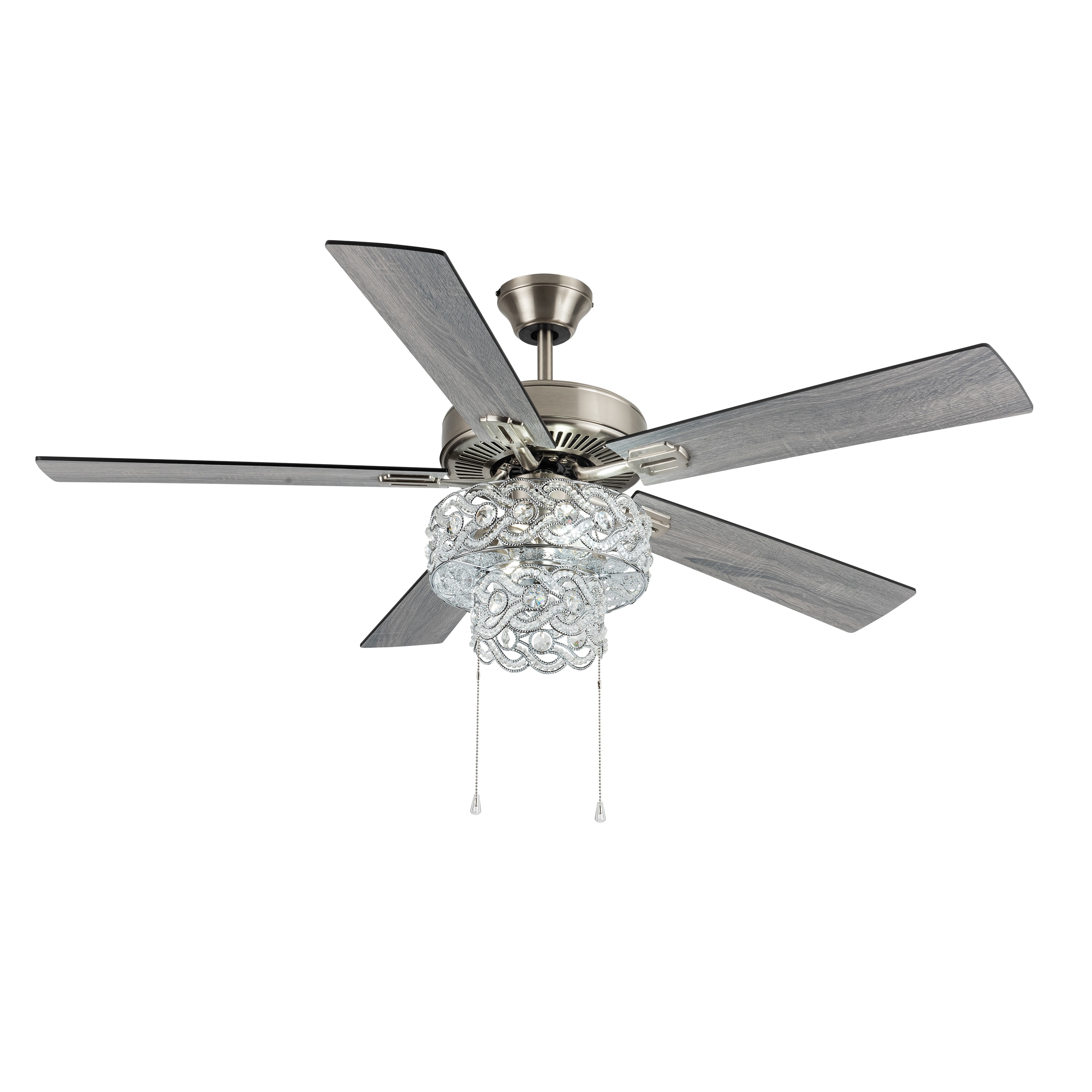 Copper Grove  Olivia Satin Nickel 52-in. Beaded Braid LED Ceiling Fan - 52
