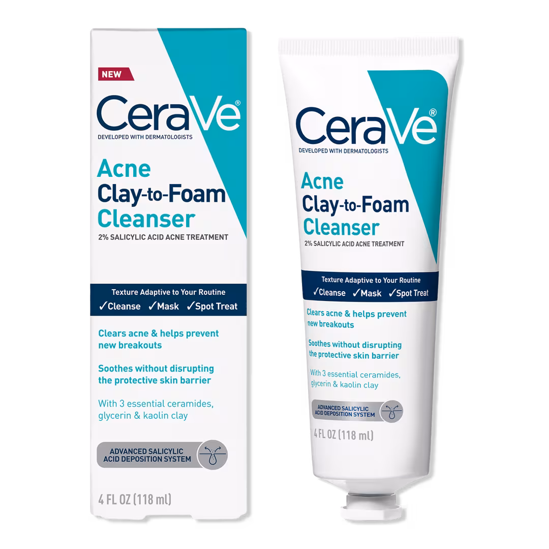 CeraVe  Acne Clay-to-Foam Facial Cleanser