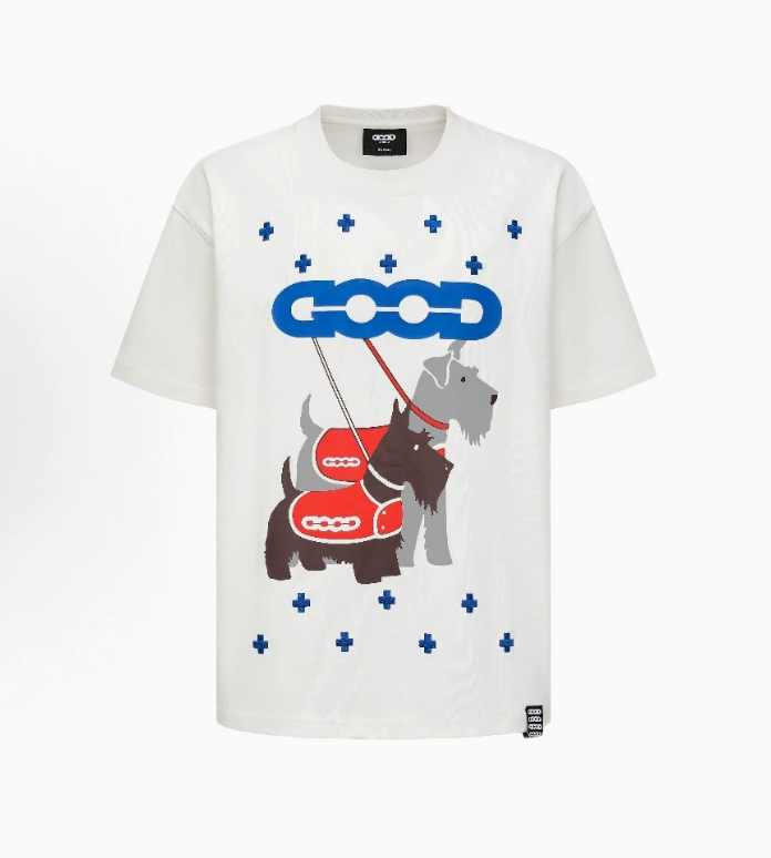 White Schnauzer cross tatami fashionable and high-end printed short-sleeved T-shirt
