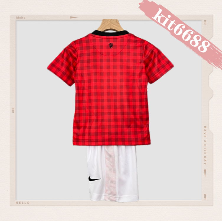 12/13 Manchester United home ground Retro Football Soccer Kids Kit