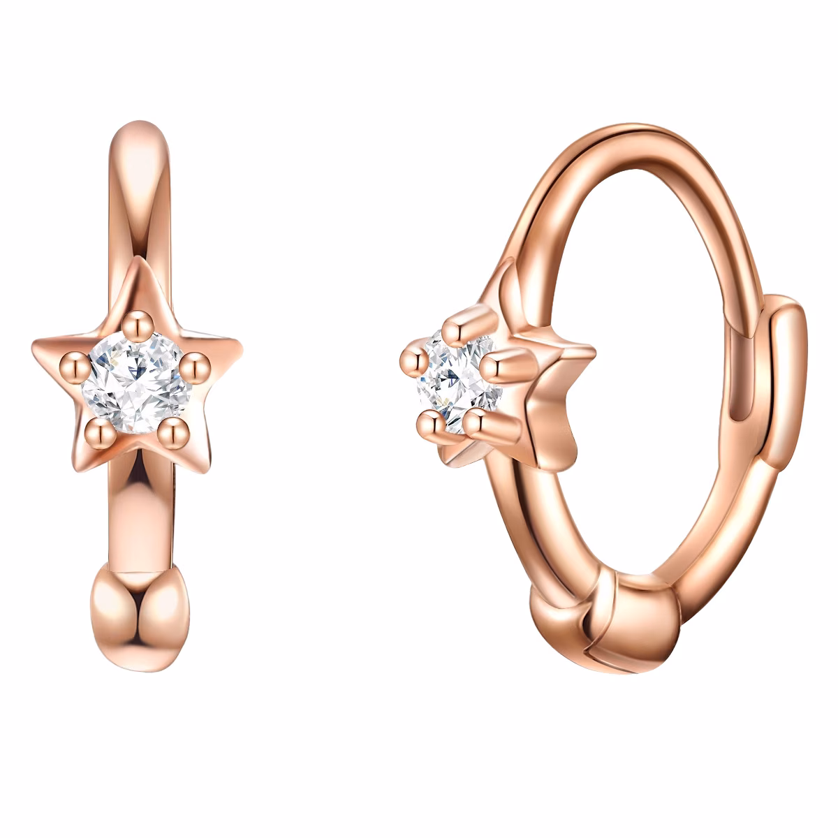 Creolen Stern Sterling Silber Zirkonia in Roségold