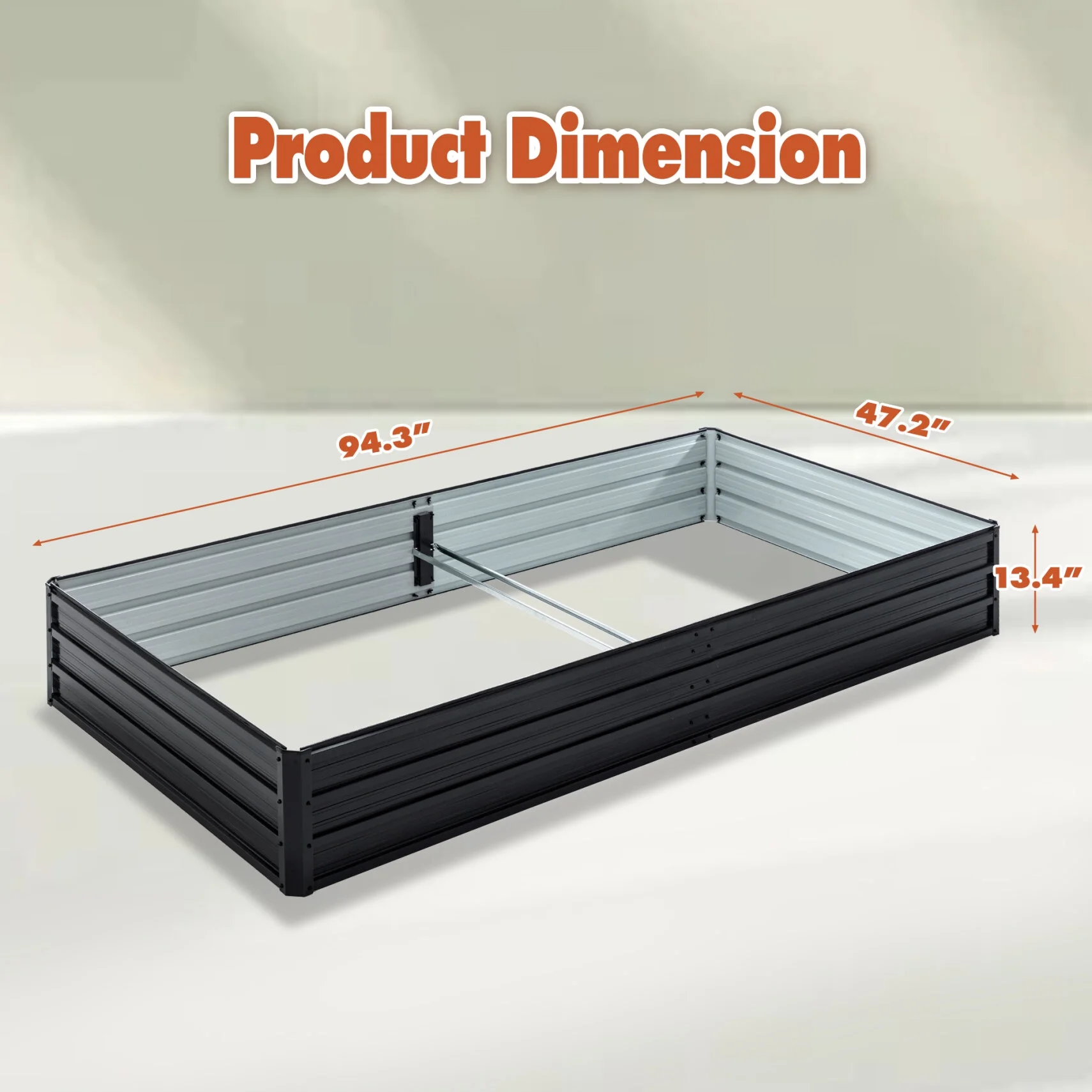 8X4x1 FT Galvanized Raised Garden Bed, Outdoor Planter Box Metal Patio Kit with Reinforcing Rod, Large Planting Bed for Vegetables Flowers Herb, Black