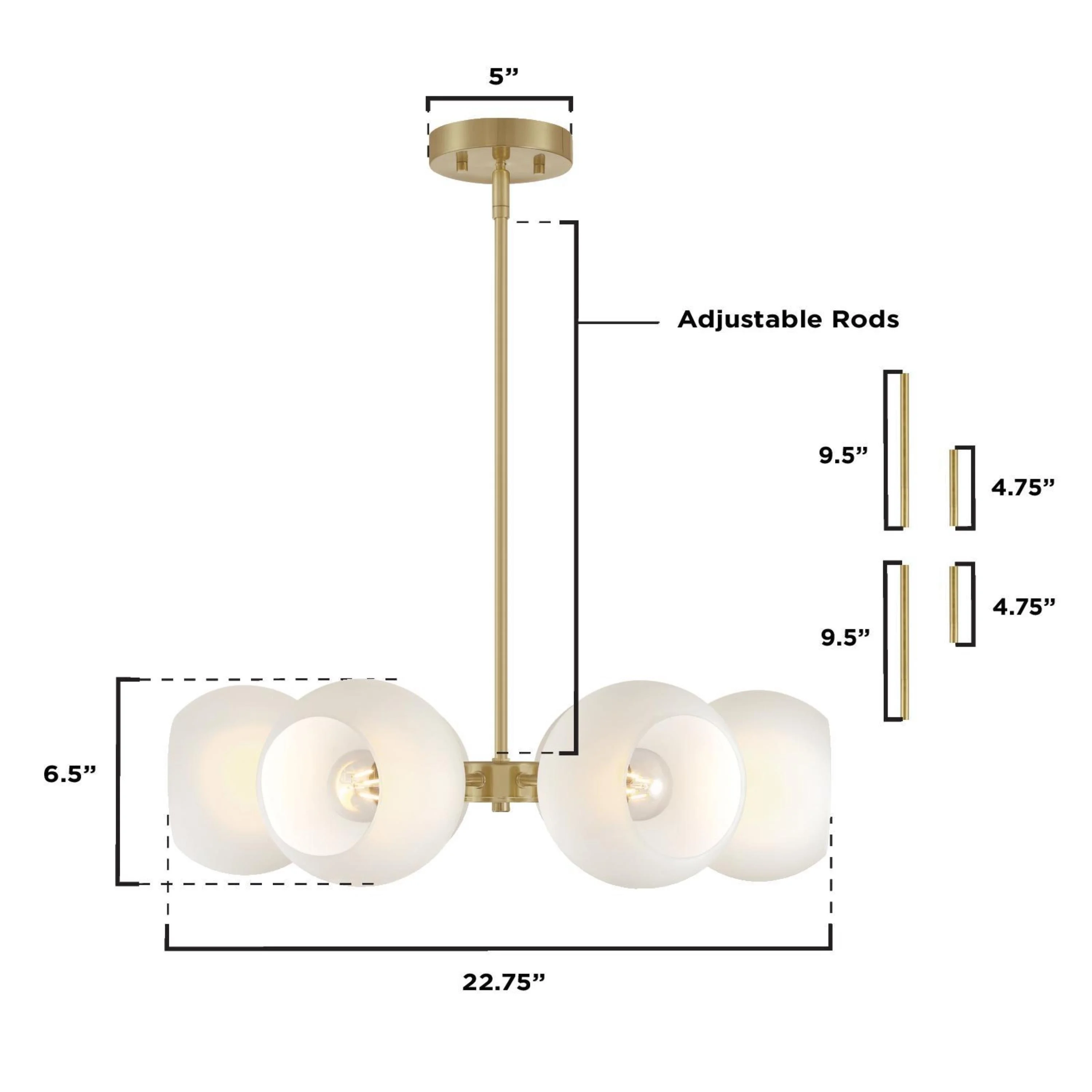 Westinghouse Lighting Dorney Six Light Indoor Chandelier, Champagne Brass Finish, Frosted Glass