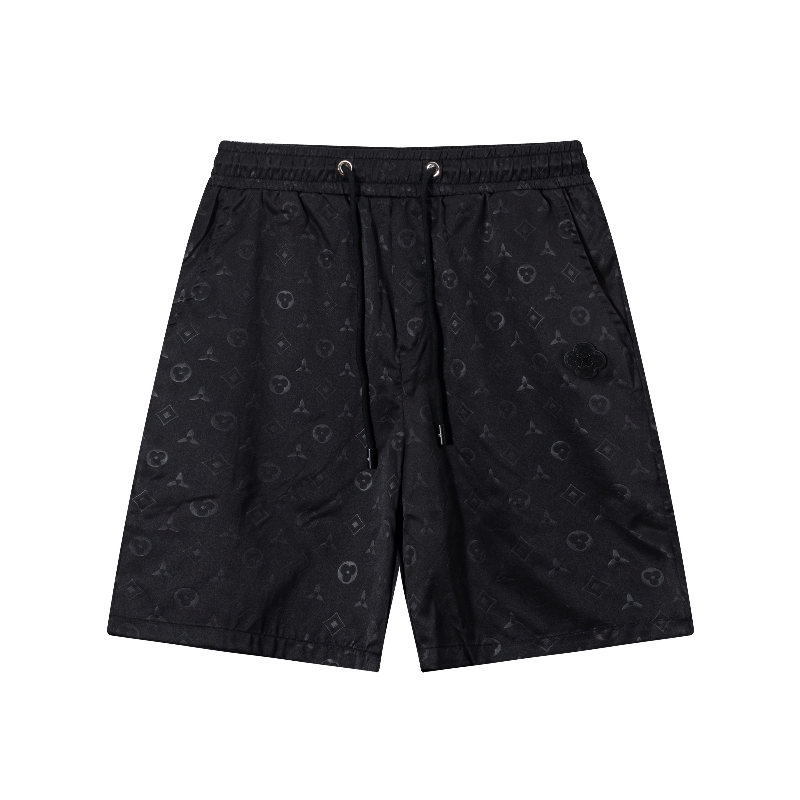 LV Style Tonal Black Monogram Shadow Casual Shorts