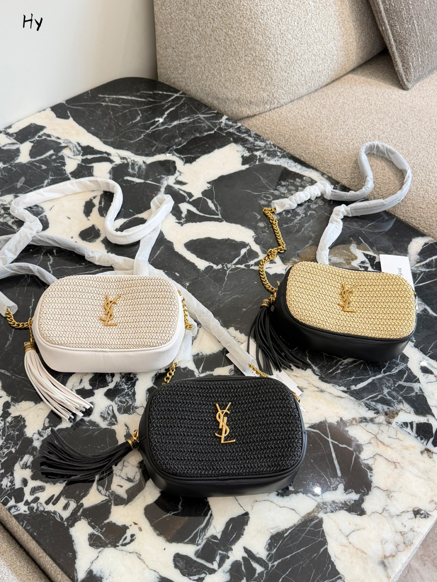 Saint Laurent Raffia Lou Camera Bag