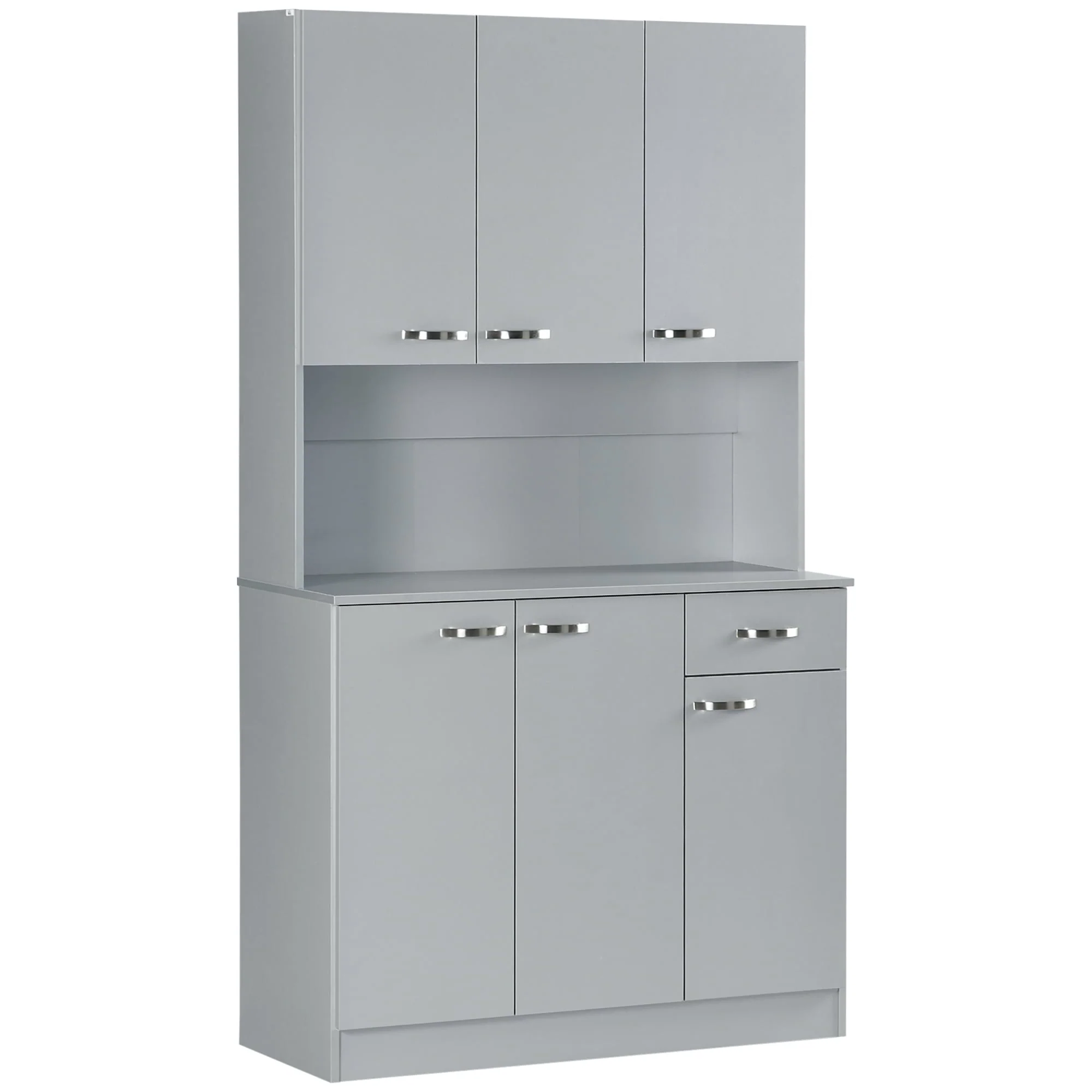HOMCOM 71" Freestanding Buffet with Hutch, Pantry with 6 Doors for Home, White