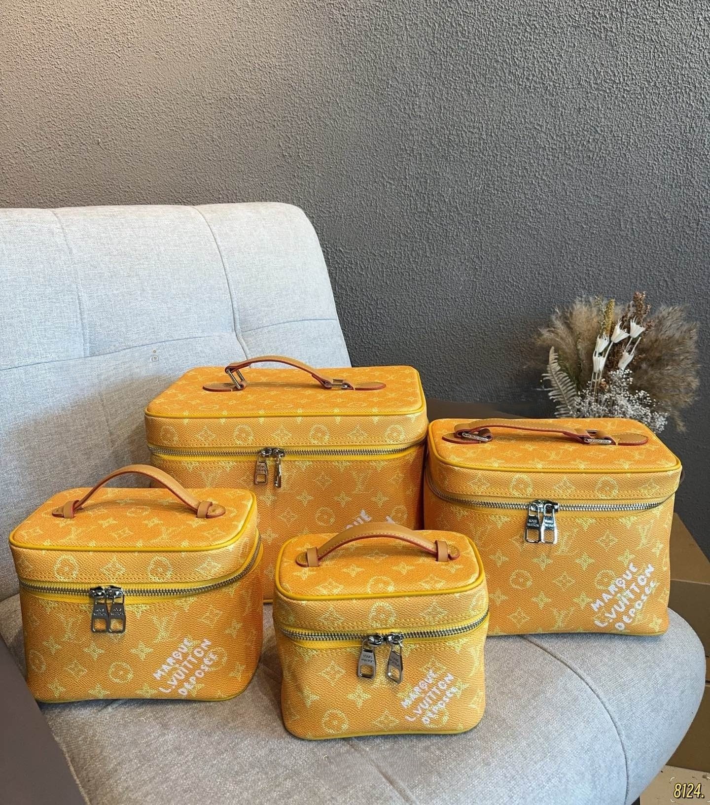 LV Yellow Nice Vanity Case Box Monogram Coated Canvas Signature Top Handle Bag