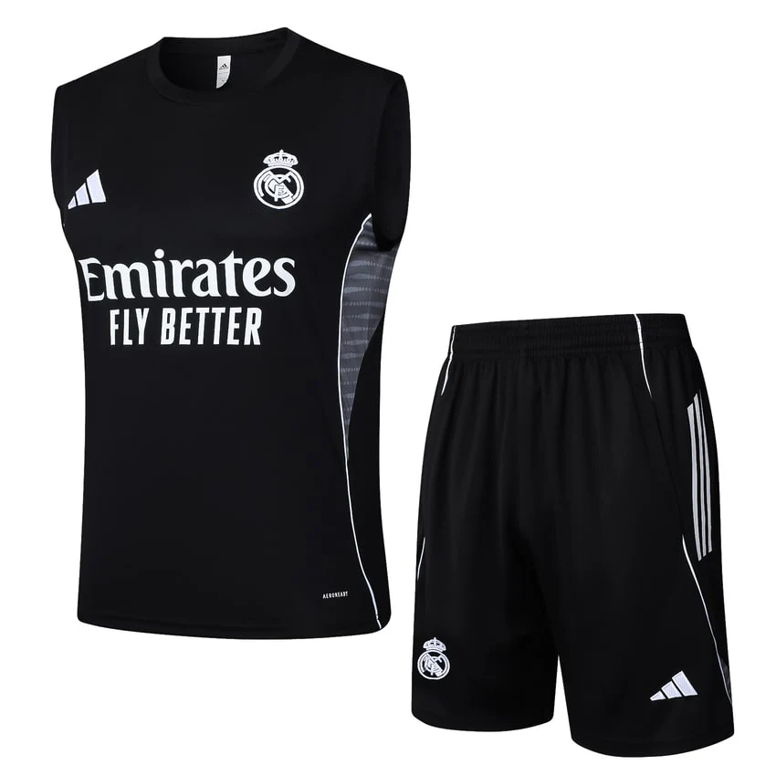 Real Madrid Tank Top Shorts Men 2025 2026 Dark Black