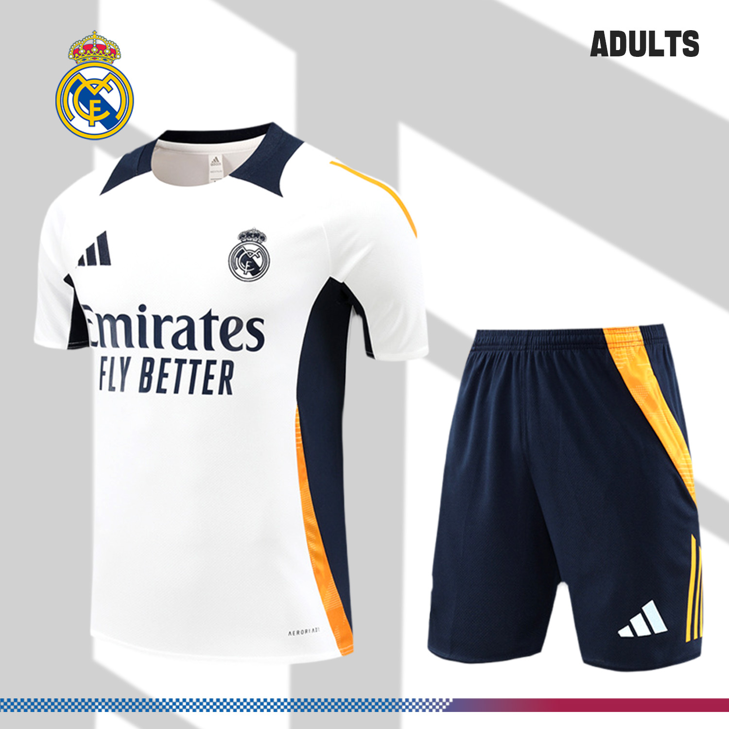 2024/2025 Real Madrid White Adult Short Sleeve Training Suit (Adult Kit)