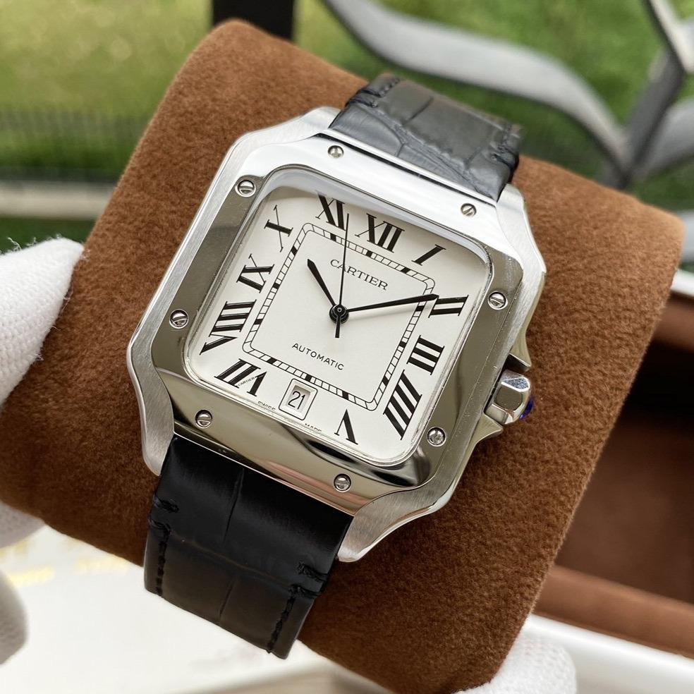 Cartier Watch SANTOS DE CARTIE 39MM STEEL CASE LEATHER STRAP