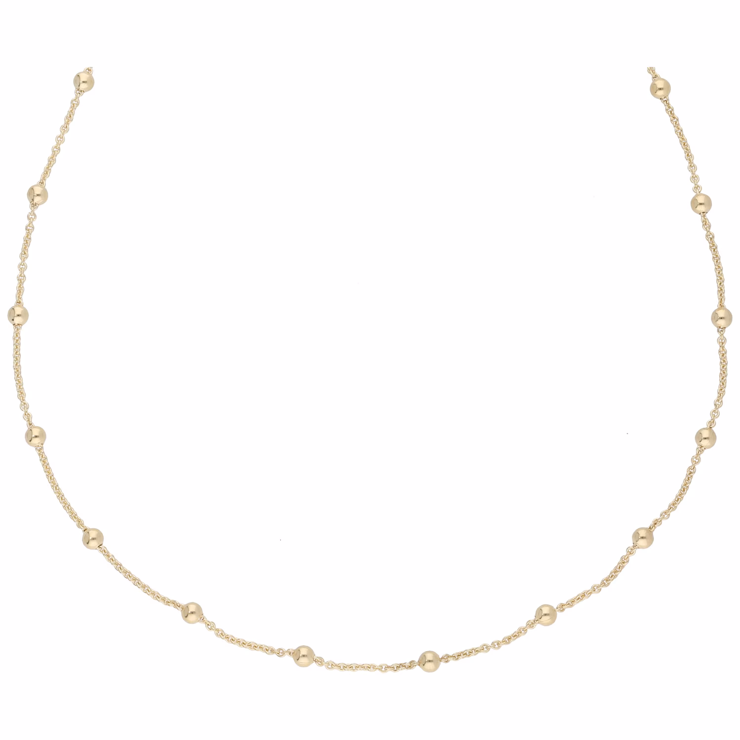 Kette Ankerkette mit Kugeln, teilmassiv, Gold 585