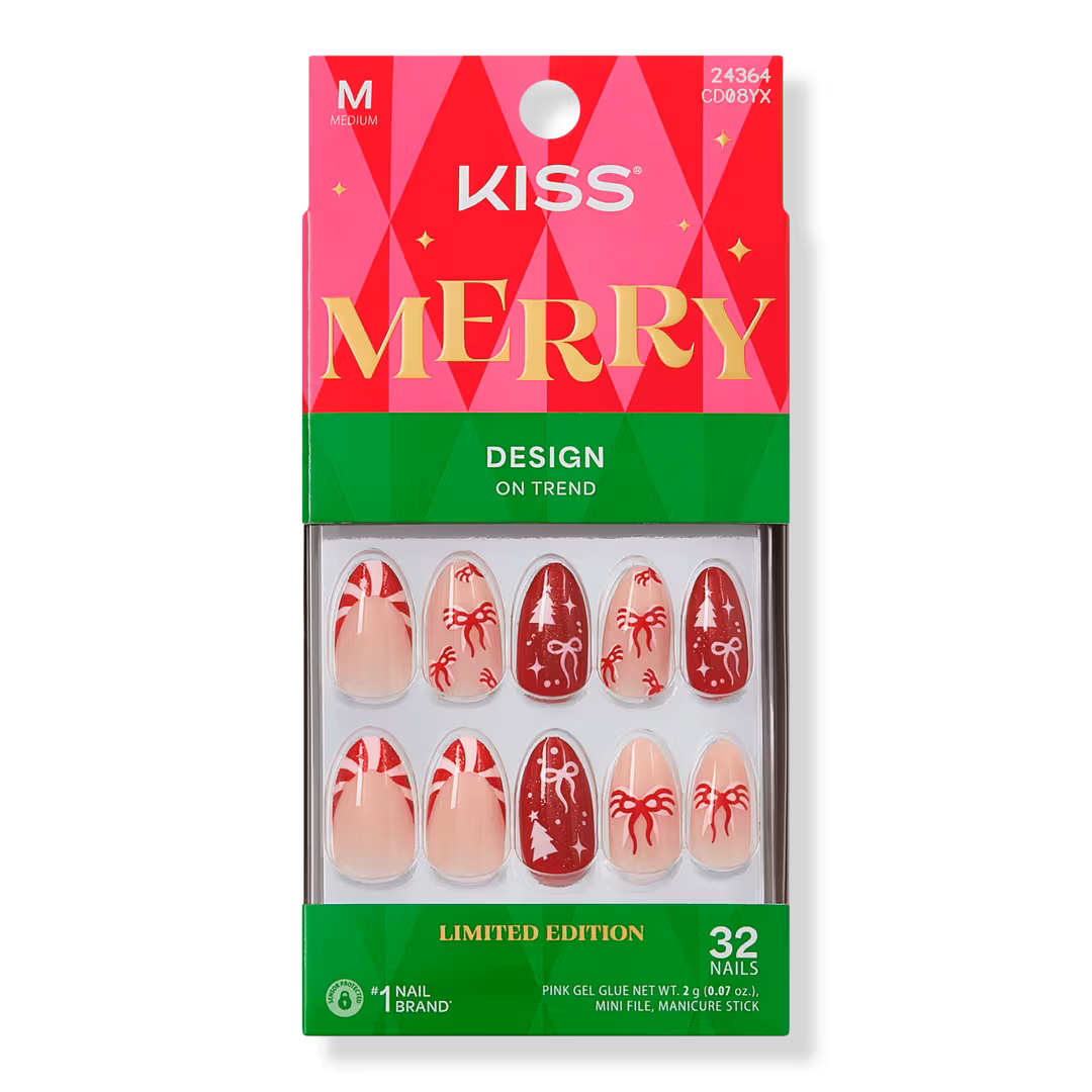 Kiss  Core Design Medium Almond Press On Nails, Twinkle All the Way