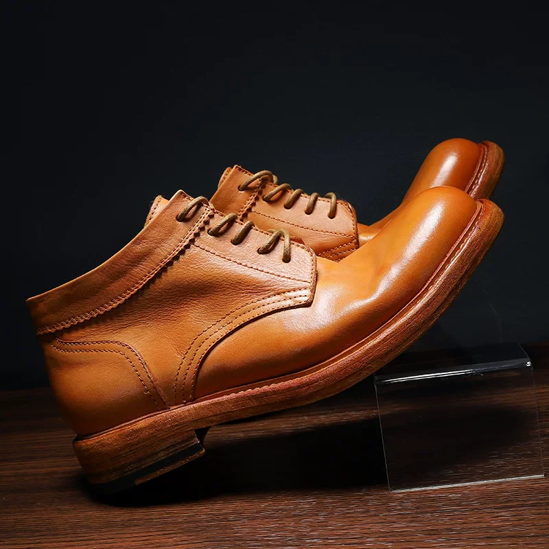 Horse leather high-top retro washed casual tooling boots