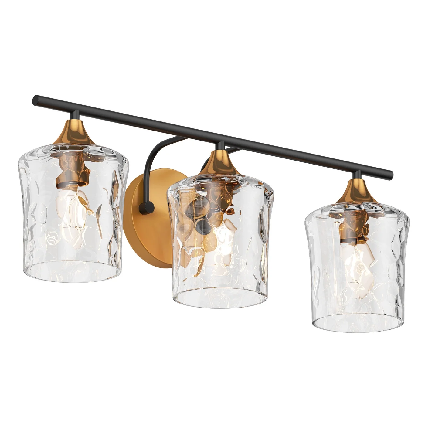Aiwen Gold Brushed Crystal Vanity Light Fixture 3-Light Modern Bathroom Light Fixture over Mirror Vintage Wall Sconce