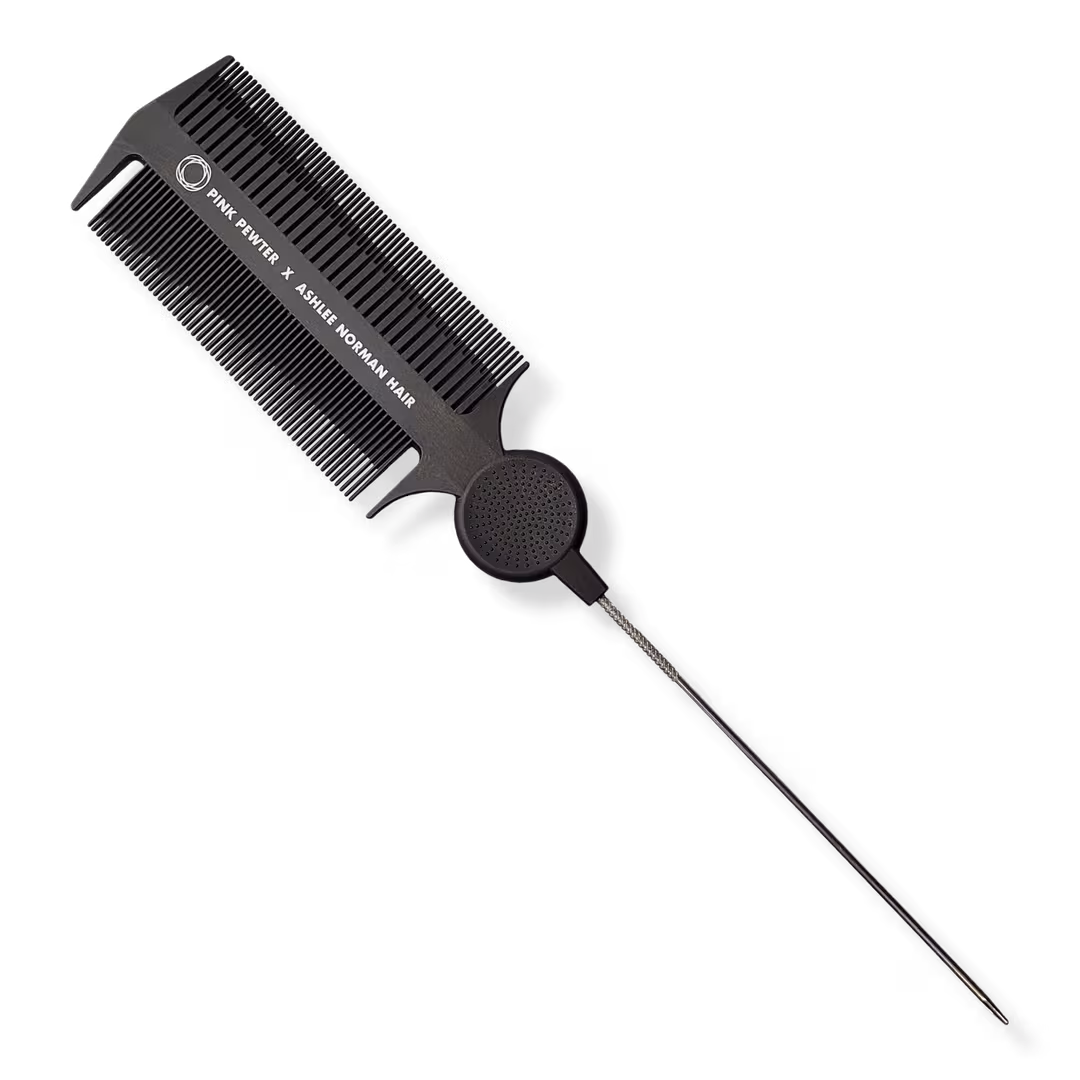 Pink Pewter  Triple Threat Carbon Fibre Tease, Weave and Lock Styling Comb (Black 11