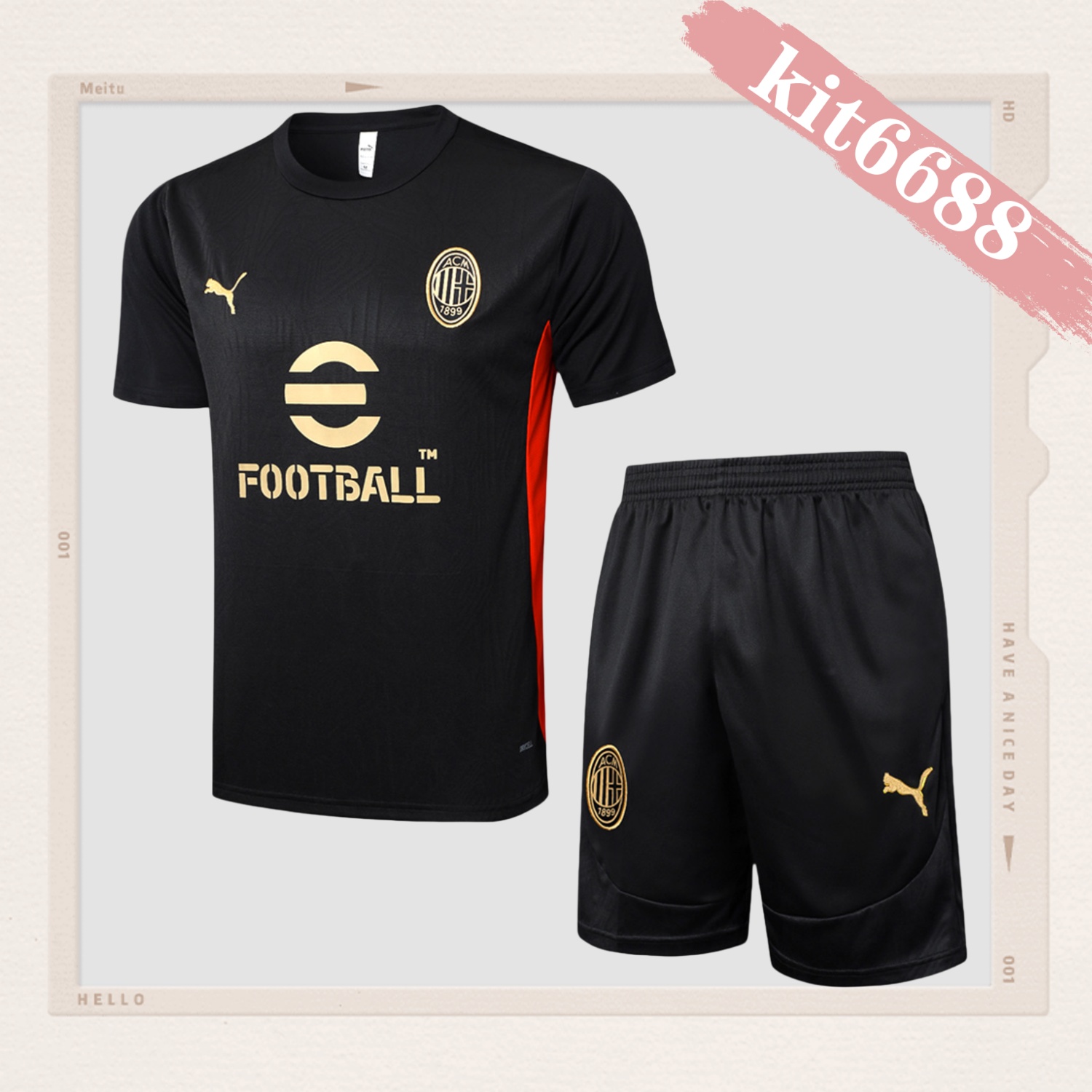 2024/2025 AC Milan Black Adult Short Sleeve Training Wear (Adult kit)