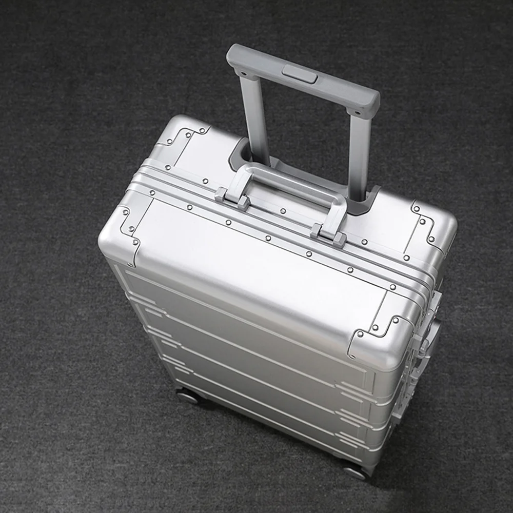All Aluminum Magnesium Zipperless Carry on Luggage Airline Approved, Hardside Carry on Suitcase with TSA Lock, Lightweight Hardshell Luggage Metal Rolling Luggage for Travel
