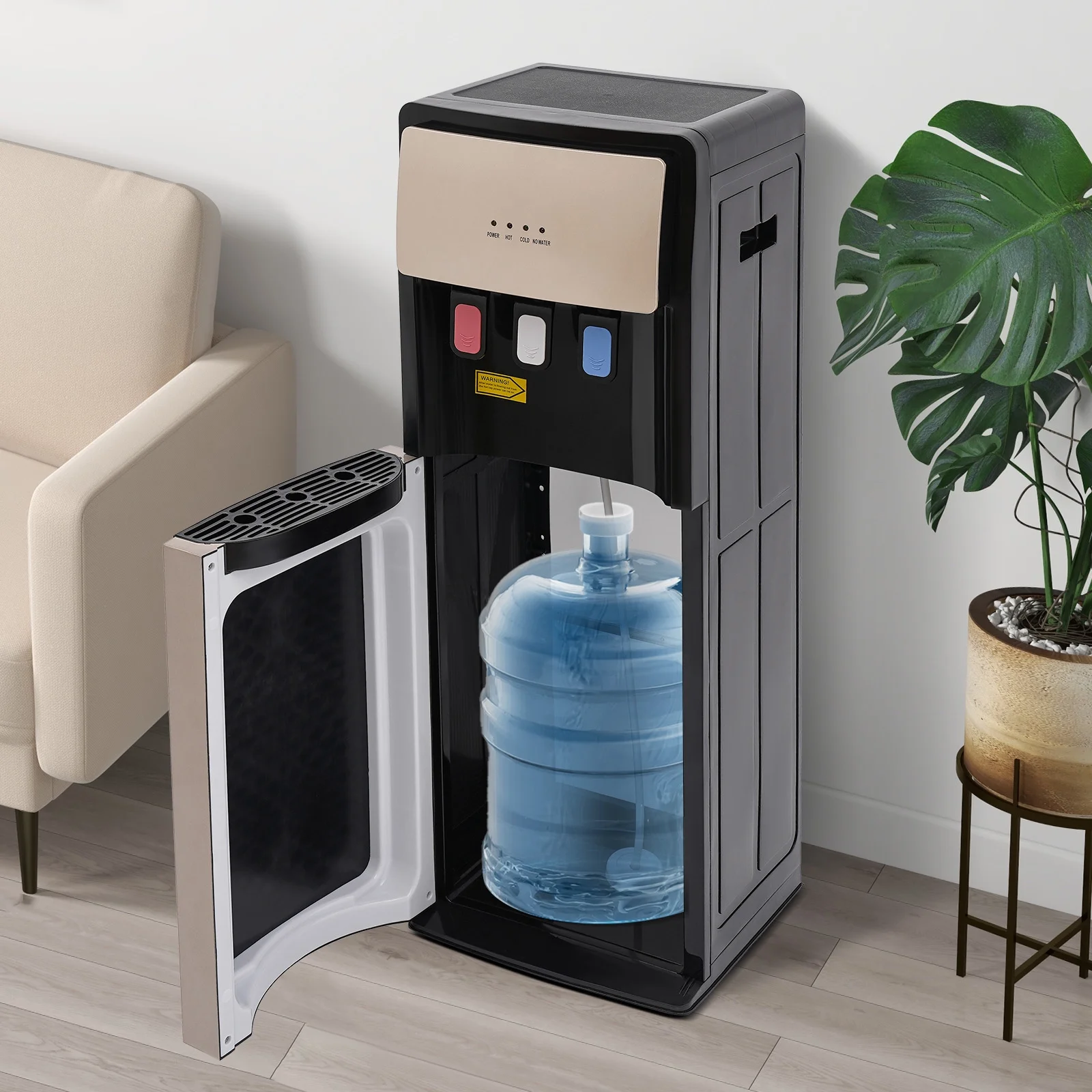Champaign Gold Bottom Loading Water Dispenser - Hot, Cold & Room Temperature Water, 500W Heating, 90W Cooling, Safe & User-Friendly Design for Home & Office