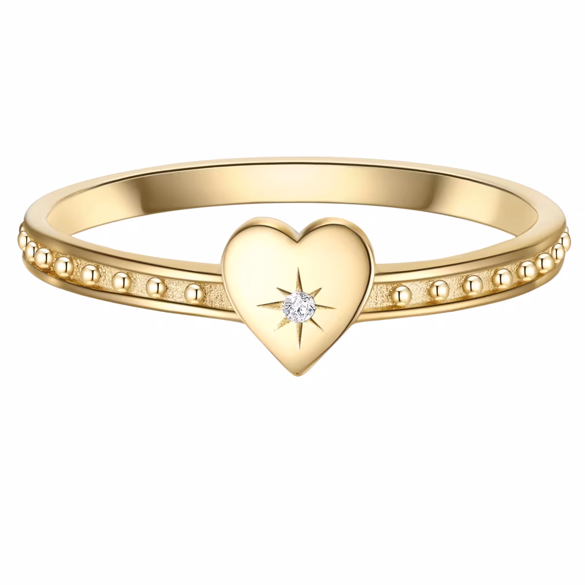 Ring Herz aus Sterling Silber in gelbgold mit Zirkonia