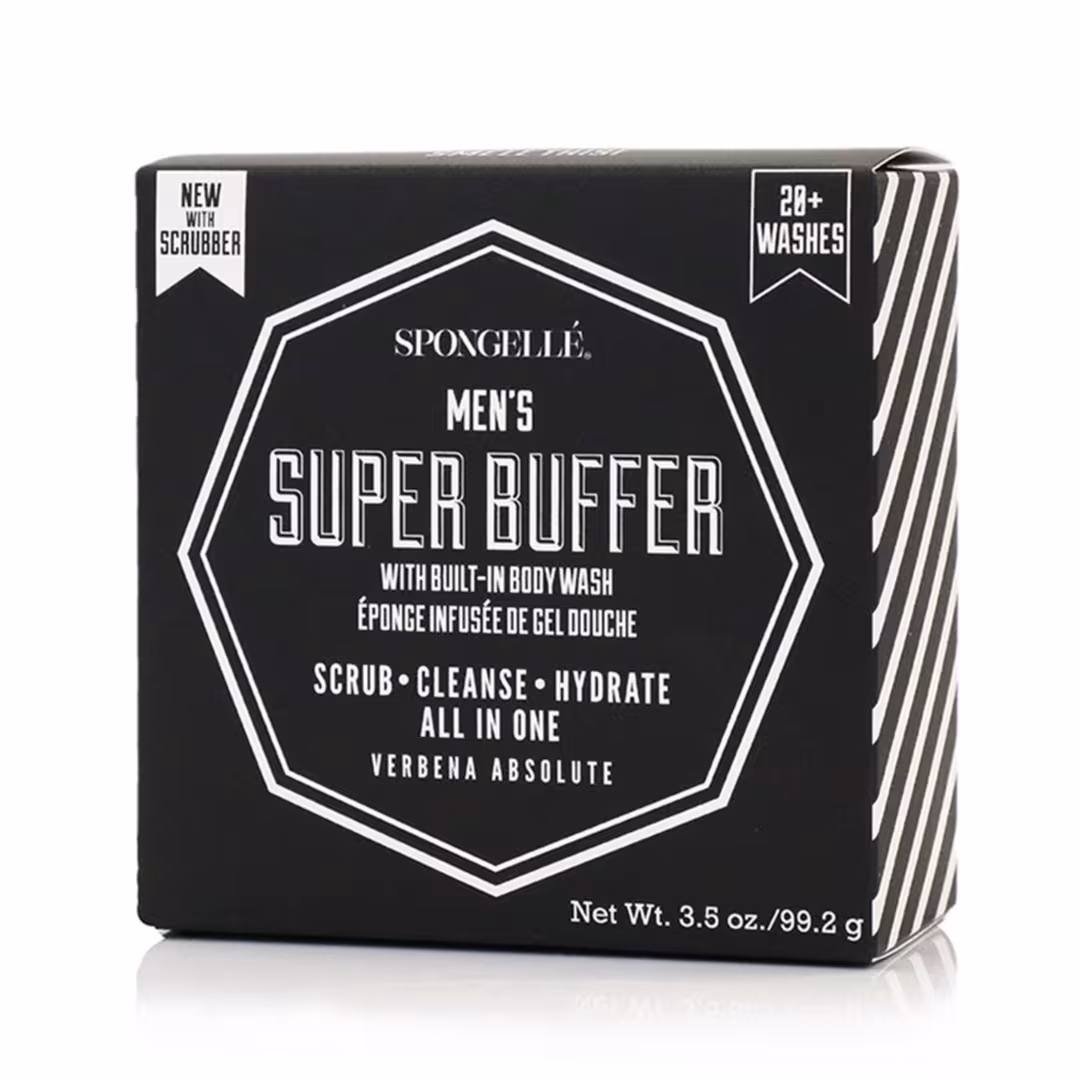 SPONGELLE  Super Buffer Verbena Absolute Men's Body Buffer | Body Wash Infused Buffer