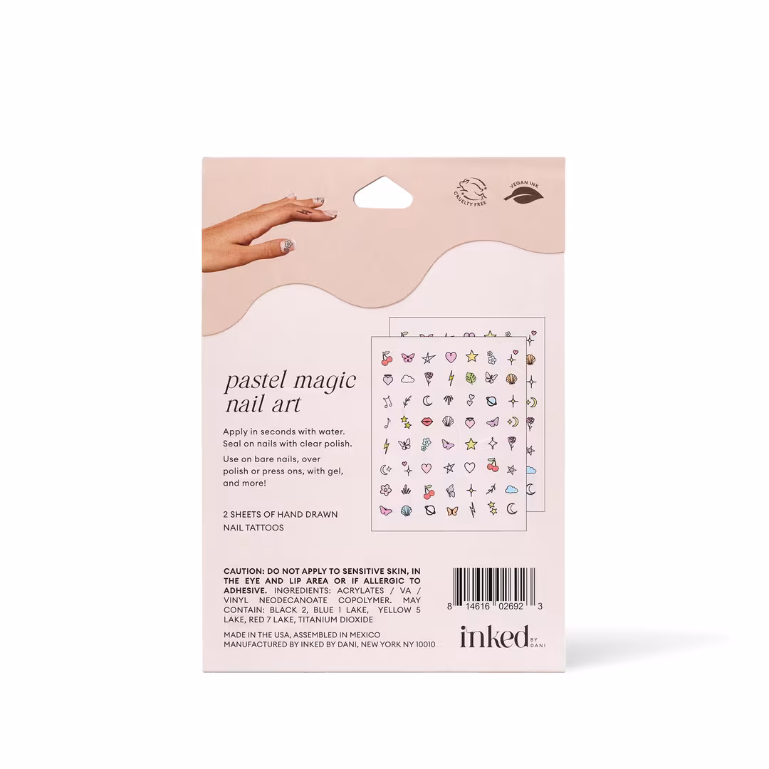 Inked by Dani  Pastel Magic Nail Art Temporary Tattoo Pack
