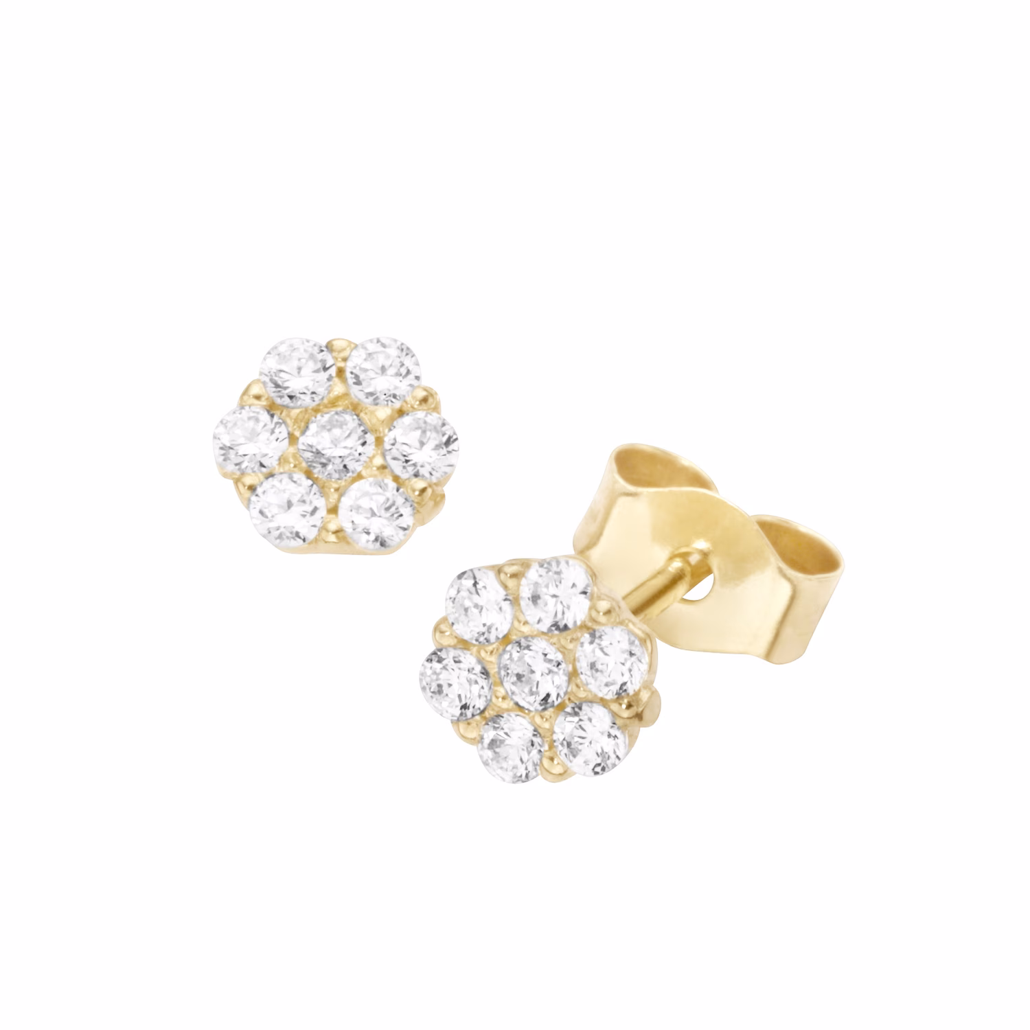 Ohrstecker Blüte mit Zirkonia, Gold 375
