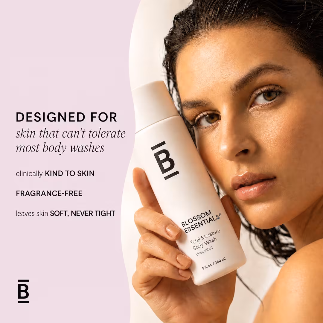Blossom Essentials  Total Moisture Body Wash - Gentle Moisturizing Wash for Dry, Sensitive Skin