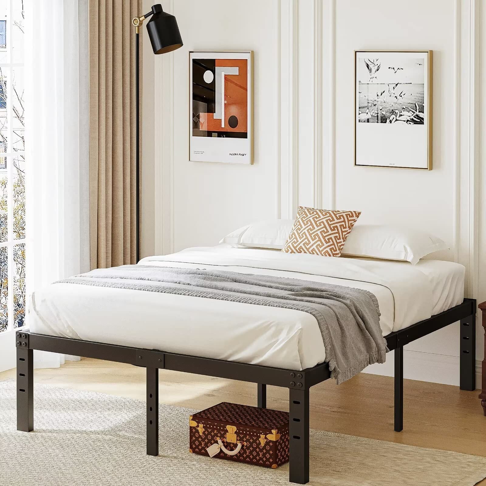 ULIESC 14" Heavy Duty Metal Platform Bed Frame, No Box Spring Needed, Queen Size