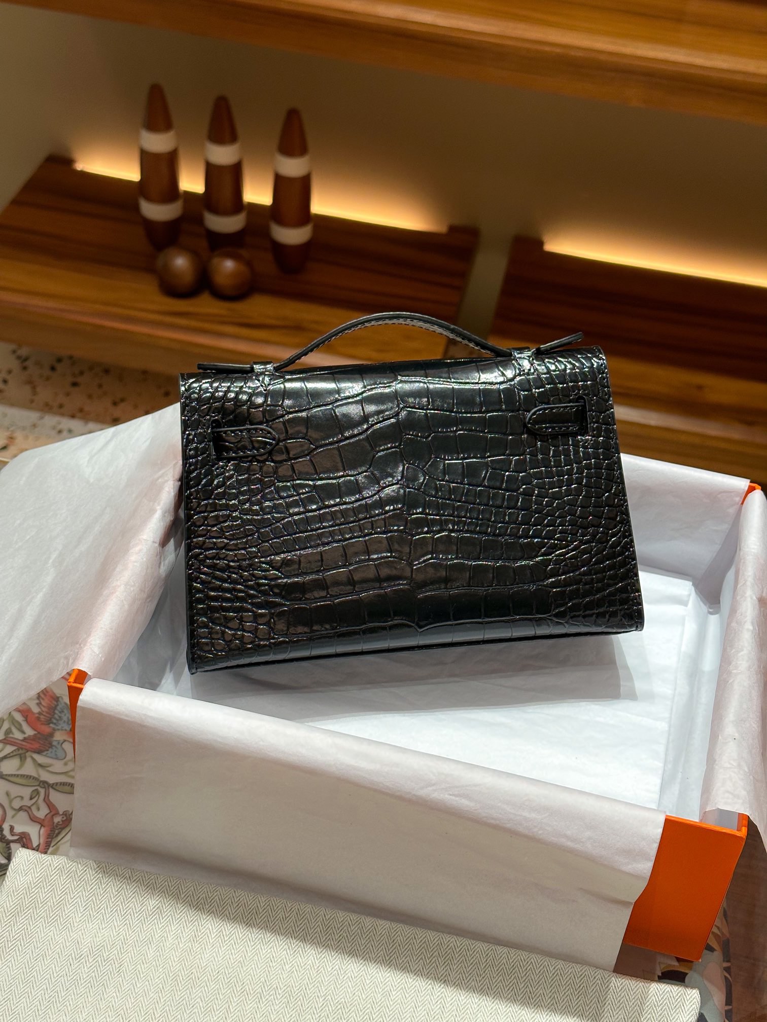 Hermes Kelly Mini 1st Kelly Pochette Generation Epsom Palm Leather-Black