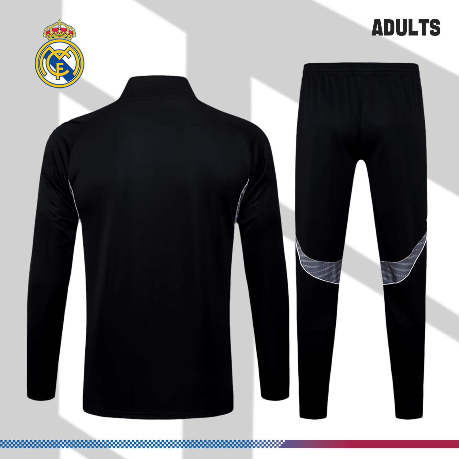 2025/2026 Real Madrid Adult Full Zip Training Kit Black (Adult Kit)