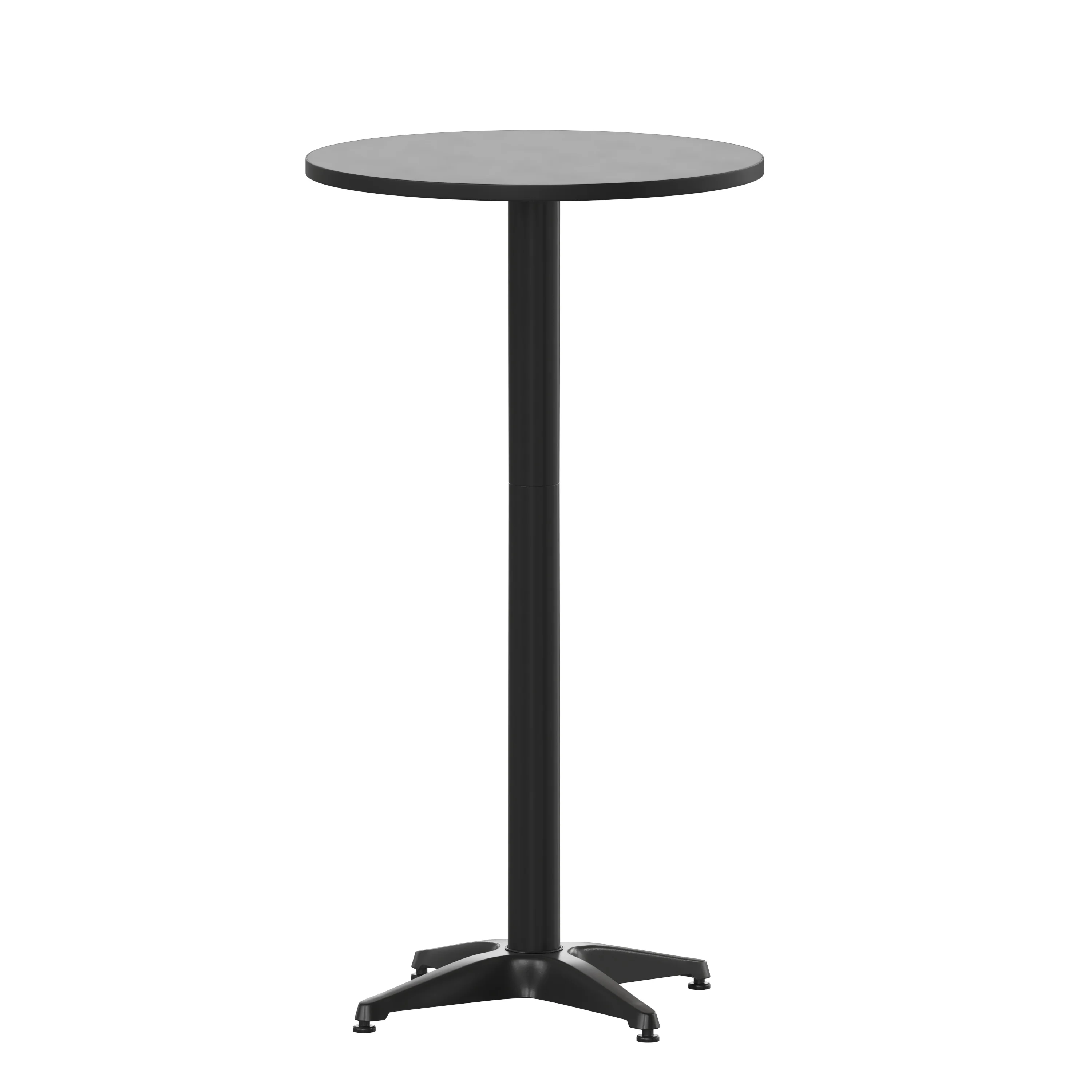 BizChair 23.25" Black Round Metal Indoor-Outdoor Bar Height Table with Flip-Up Table