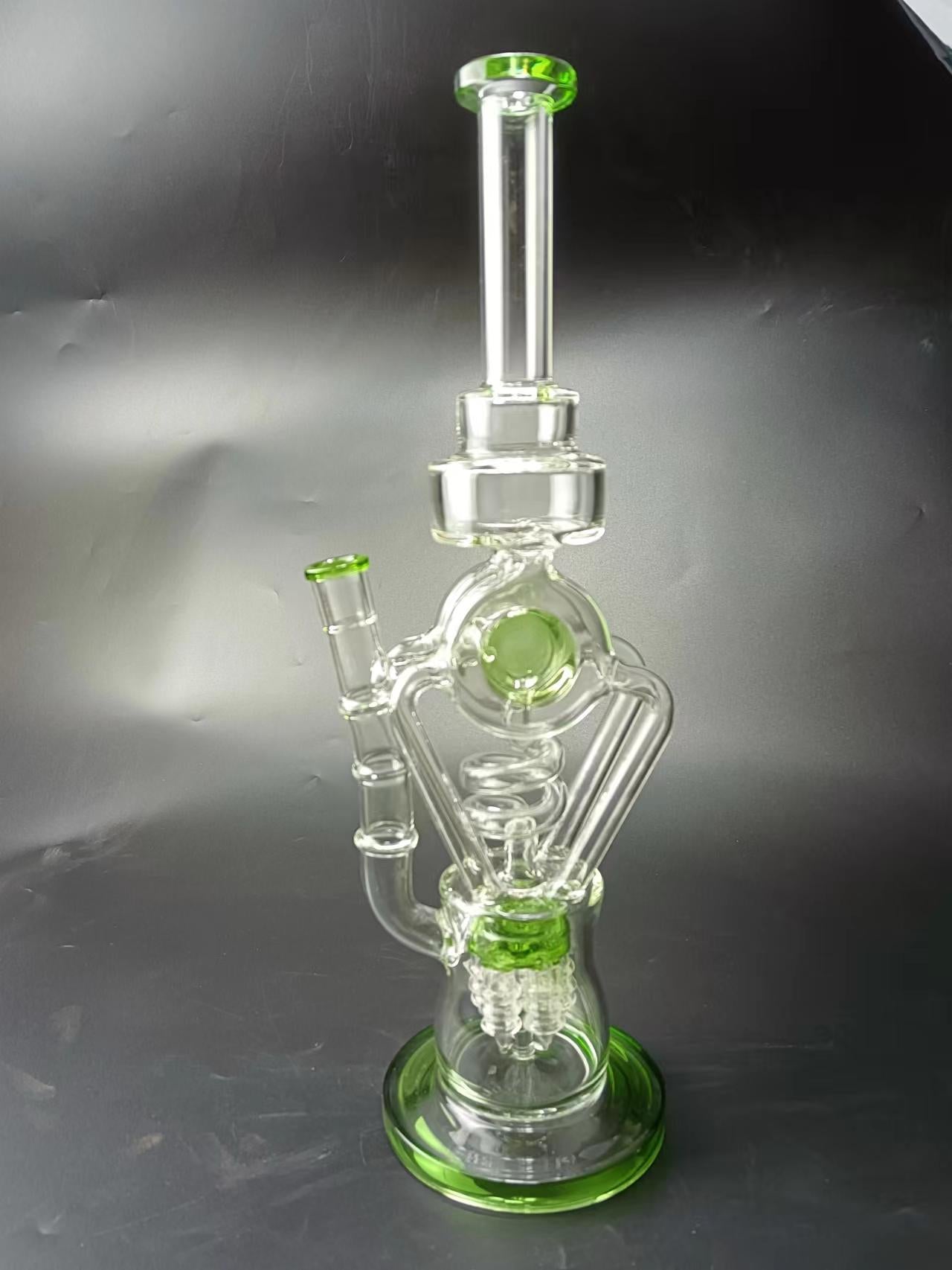 15 Gourd Perc Recycler Glass Bong