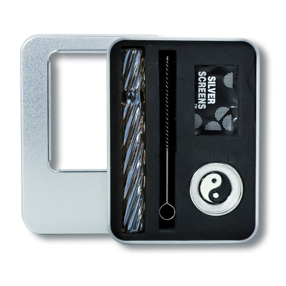 Glass One Hitter Pipe w/ Weed Grinder Set