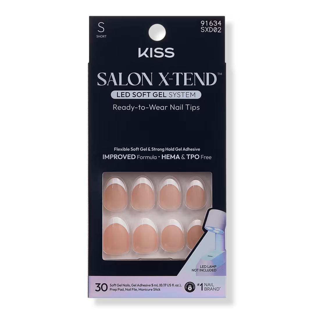 Kiss  Salon X-tend Short Almond Press On Nails LED Gel Nails, Nonsense
