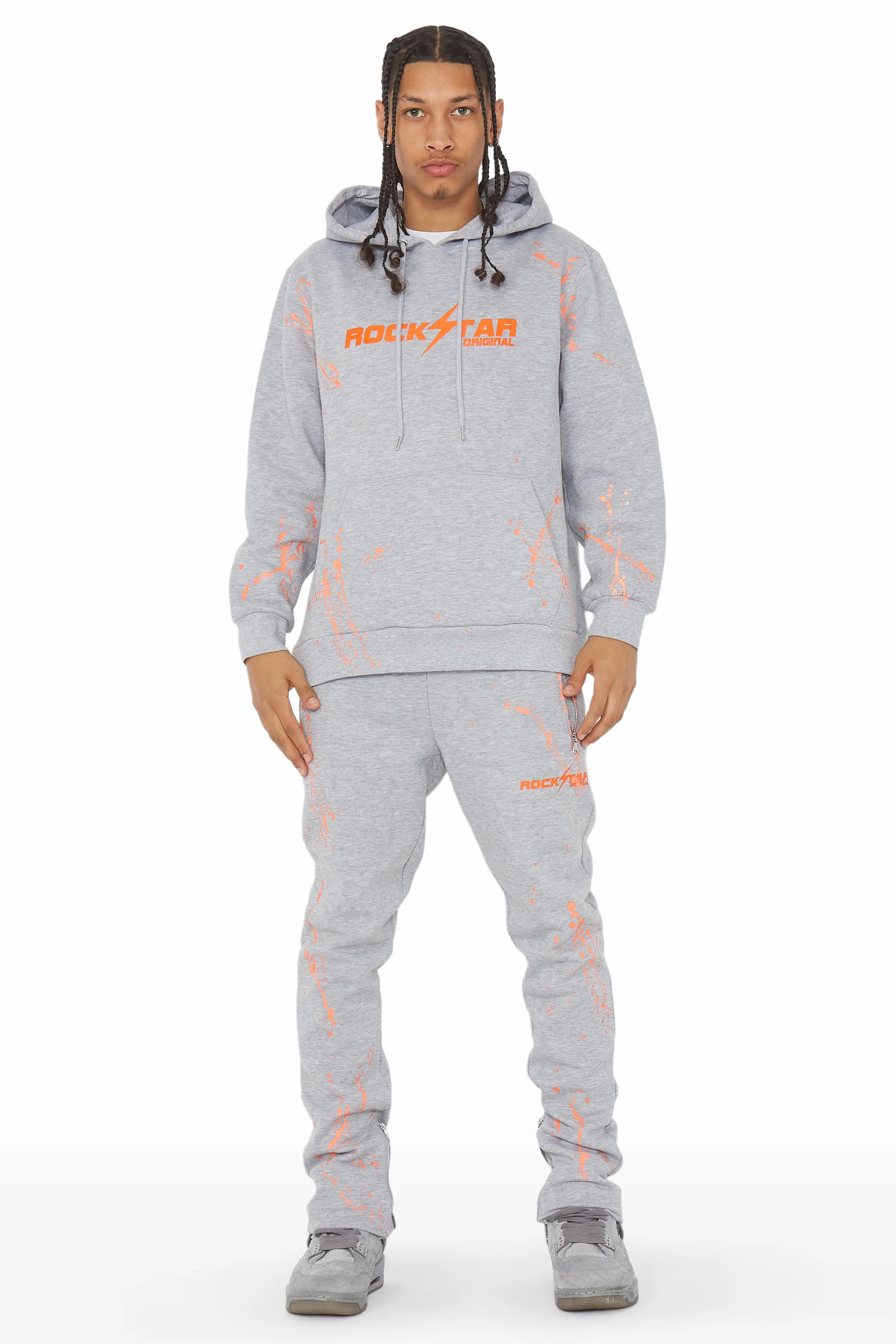 Rune Grey/Orange Slim Fit Track Set