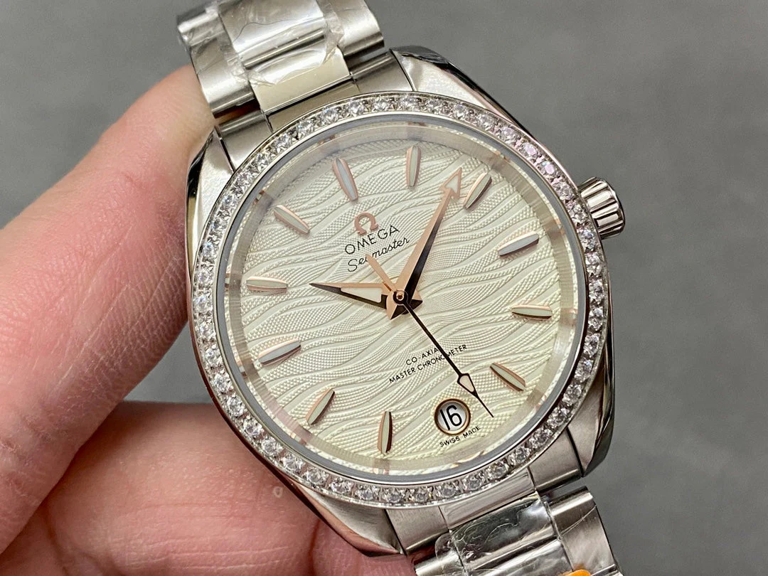 Omega Watch Seamaster 34mm Diamond Beige Dial