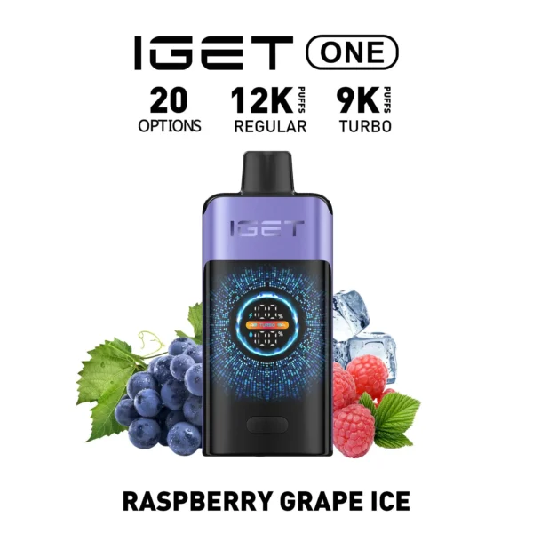 IGET ONE Vape 12000 Puffs Raspberry Grape Ice