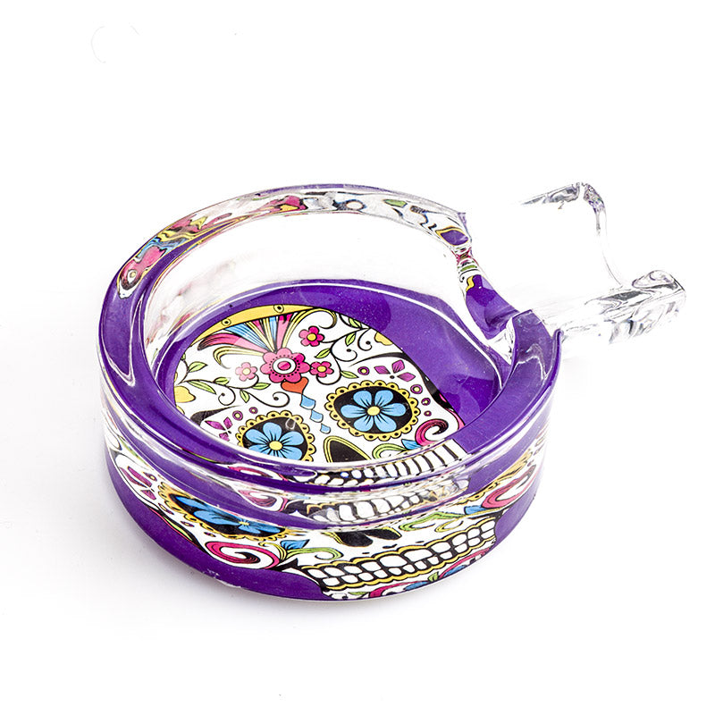 Day of Dead Skull Glass Ashtray (Random Pattern)