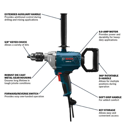 BOSCH GBM9-16B 5/8 in. Mud Mixer with Bucket Combo