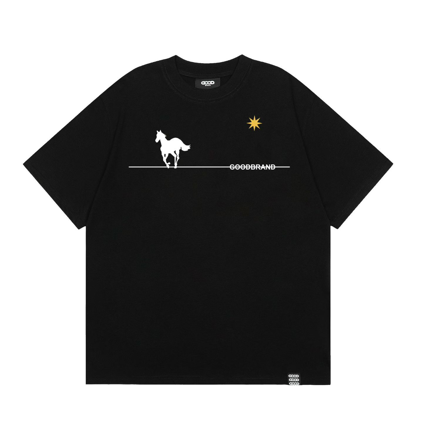 Black parody war horse print niche fashion brand new T-shirt