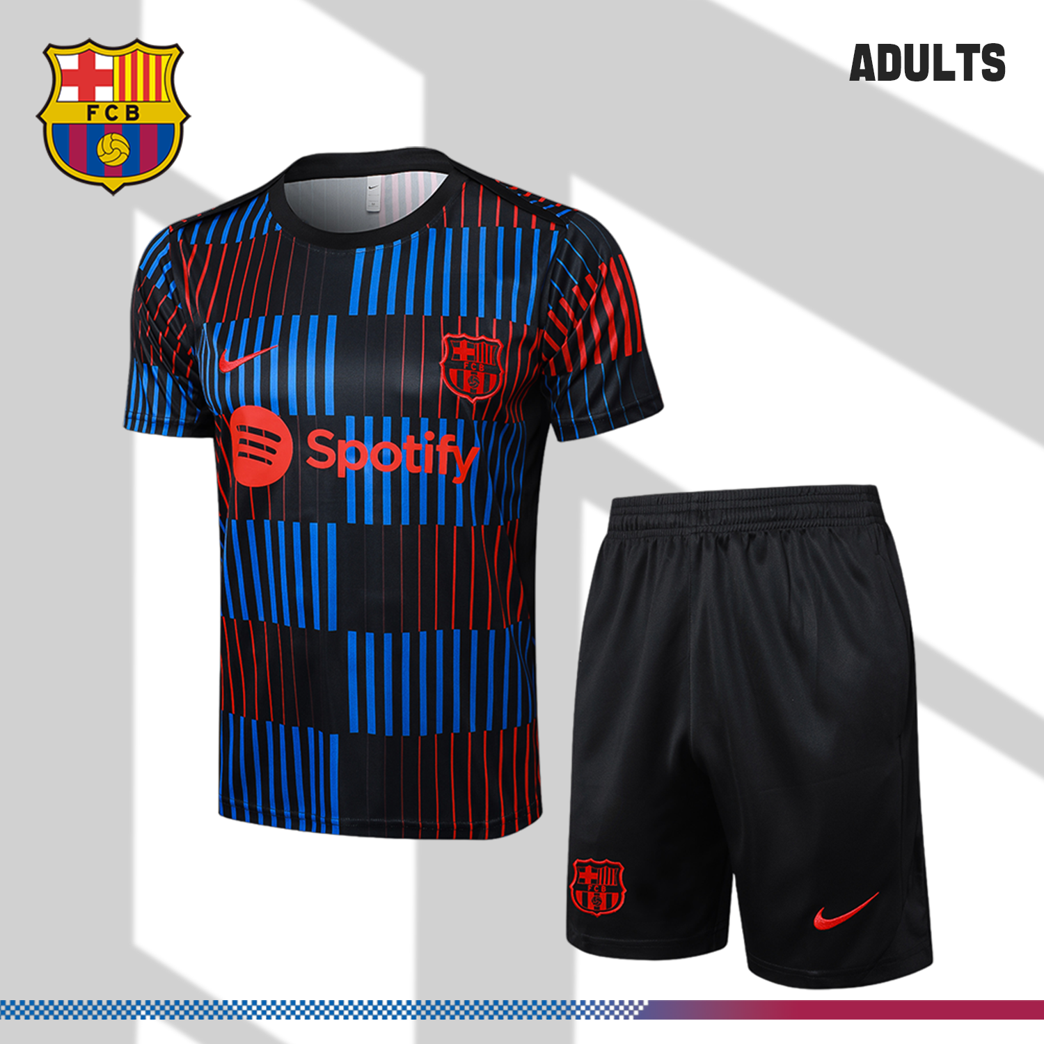2024/2025 Barcelona black adult short-sleeved training suit (Adult kit)