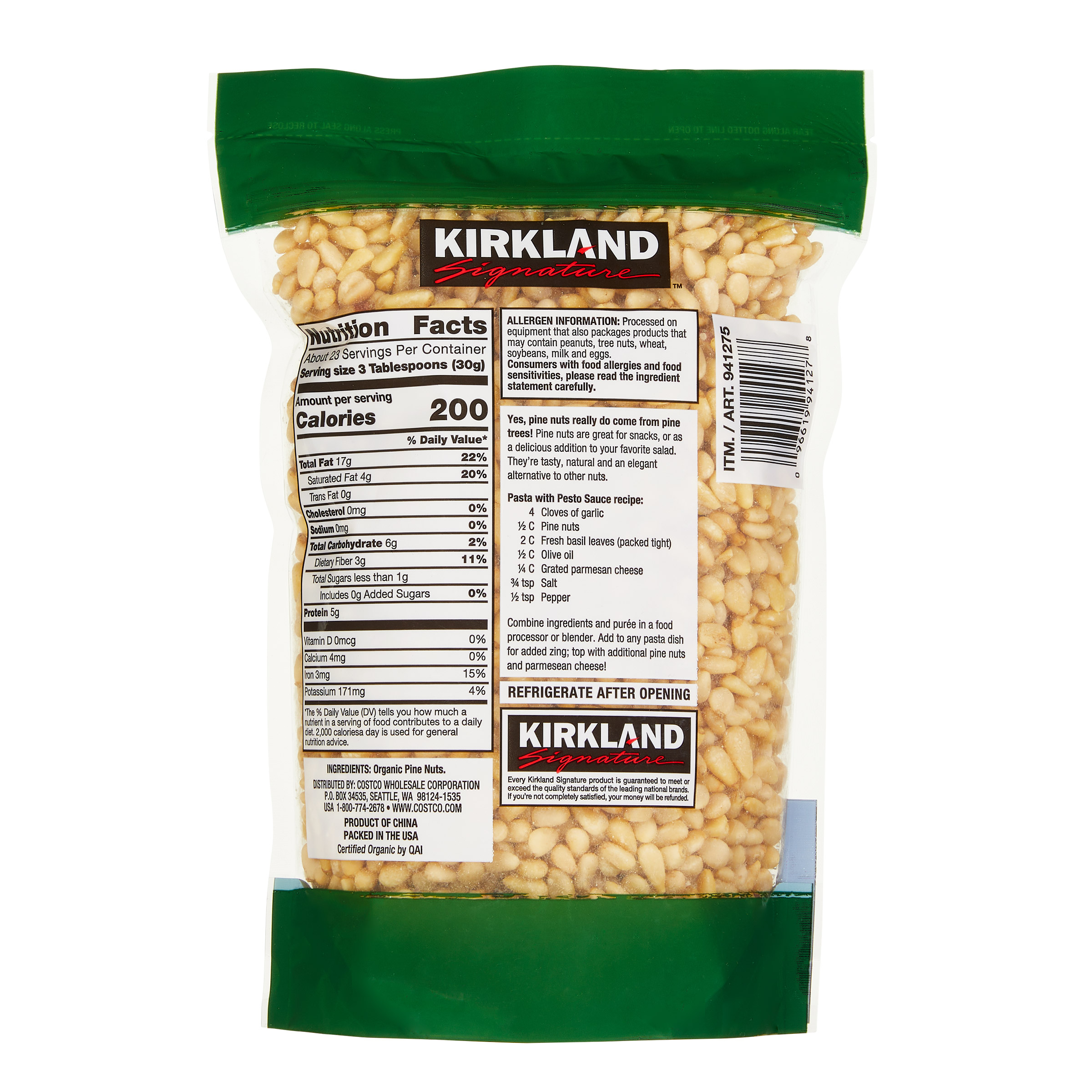 Kirkland Signature Organic Pine Nuts, 1.5 lbs