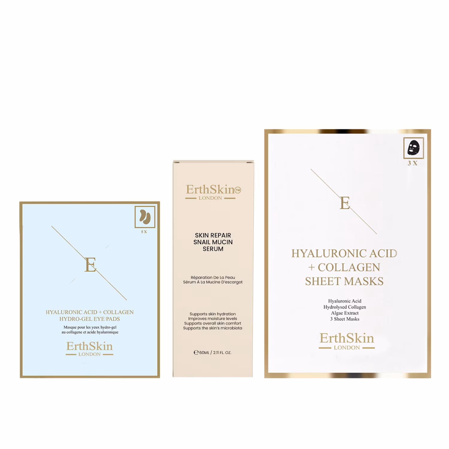Hautpflege-Set mit Schneckenserum, Kollagen-Augenpads und Kollagenmaske